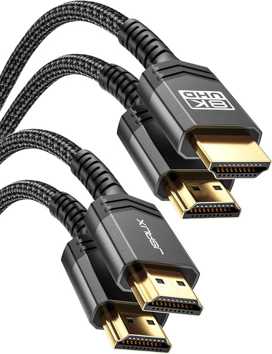 JSAUX 10K HDMI 2.1 Cables 6FT 2-Pack 48Gbps 8K & 4K Ultra High Speed Cords(8K@60Hz 7680x4320, 4K@120Hz) eARC HDR10 HDCP 2.2 & 2.3 3D, Compatible with PS5/PS4/X-Box/Roku TV/HDTV/Blu-ray/LG/Samsung QLED