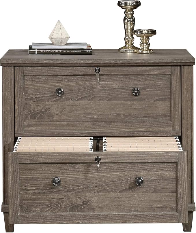 Sauder Hammond 2 Drawer Lateral File Cabinet for Home Office, Filing Cabinet with Lock, in Emery Oak