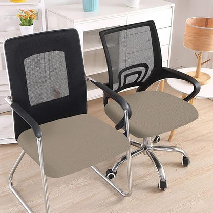 Smiry Stretch Jacquard Office Computer Chair Seat Covers, Removable Washable Anti-dust Desk Chair Seat Cushion Protectors - Taupe