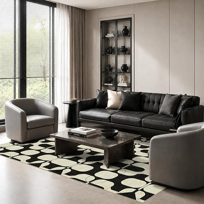 Latte&Fog 4x6 Rug for Living Room, Modern Abstract Washable Area Rug, Boho Non Slip Low Pile Throw Carpet for Indoor Bedroom, Dining Room, Office, Dorm, Classroom, Farmhouse and Kids Room