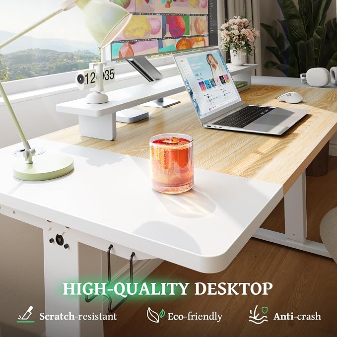 SIAGO Electric Standing Desk Adjustable - 55 x 24 Inch Sit Stand up Desk with 0.8 Inch Thick Tabletop - Adjustable Height Table with 3 Memory Preset, Cable Management for Home Office