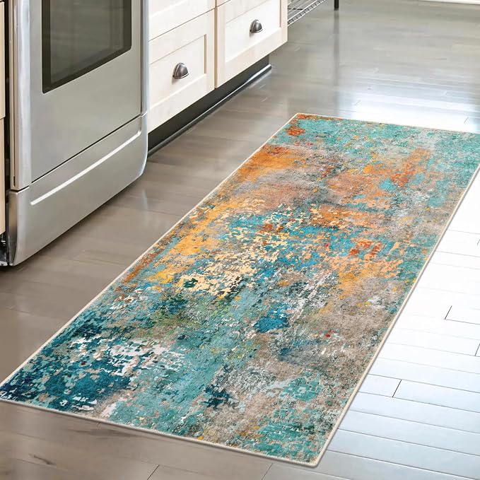 Lahome Kitchen Rugs, 2x4 Washable Rug with Soft Low-Pile for Entryway and Hallyway, Non-Slip & Small Carpet for Bathroom, Easy Clean Door-Friendly Mat, Kid&Pet Friendly Modern Decor 2x4 Rosy