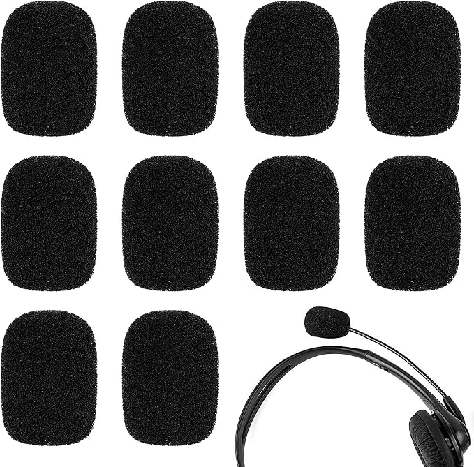 10 Pack Mini Size Lapel Headset Microphone Windscreen Foam Cover, High Density Mic Headset Cover Mini Size Foam Microphone Windscreen for Headset Lavalier Microphones Noise Reduction(Black)