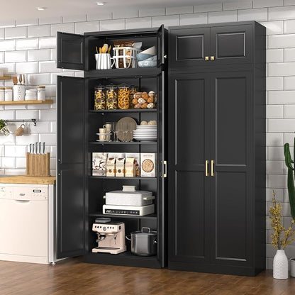 Polup Kitchen Pantry Cabinet, 86 Inch Tall Metal Storage Cabinet, Large Pantry cabinets with Doors and Shelves, Black Storage Cabinets for Garage, Living, Dining, Office, Bathroom, Assembly Required