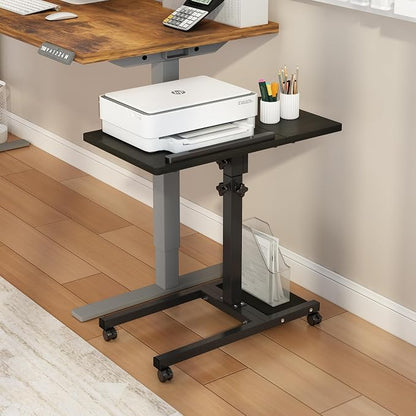TigerDad Mobile Adjustable Height Laptop Stand PC Computer Portable Notebook Swivel Laptop Desk Rolling Table Desk Cart Tiltable with Wheels Casters& Mouse Pad Table (Dekuwood)