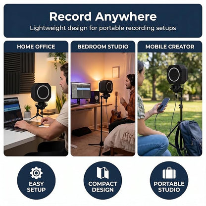 Mic Isolation Shield with Pop Filter for Recording | Reduces Echo and Room Reflections; Fits 40-60mm Condenser Mics; for Podcasting,Streaming,Singing and Coiceovers