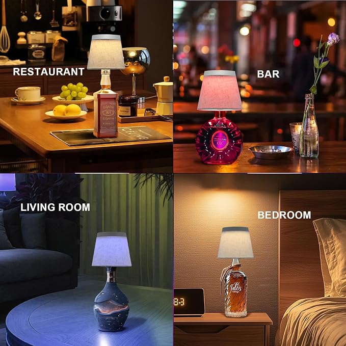 Wireless Bottle Lamp,Small Bedside Table Lamp,RGB LED Bottle Light with Remote Dimmable(RGB White Gray, 1pc)