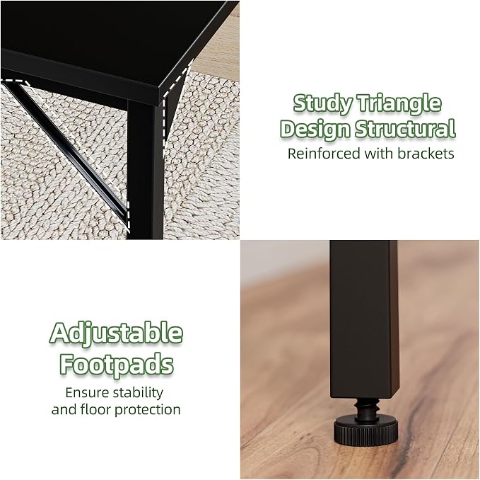 Grandder 32 inch Computer Desk, Small Home Office Desk Study Writing Kid Table for Small Spaces, Simple PC Gaming Desk, Adjustable Feet, Black