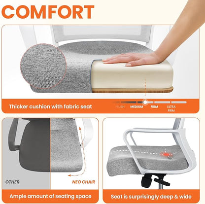 NEO CHAIR Office Desk Chair Gaming Computer Chair Ergonomic Mesh Mid Back with Rolling Wheels Lumbar Support Comfy Swivel Adjustable for Home Grey