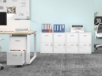 Polup 2 Drawer File Cabinet with Lock, White Filing Cabinets for Home Office, Metal Locking File Cabinet with Two Drawers, Light Duty File Storage Cabinet for Letter Size - Assembly Required