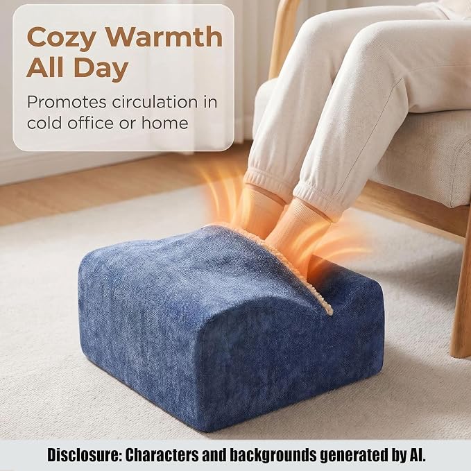 Keep Warm Foot Stool Foot Rest for Under Desk At Work | Office Footrest with Warm Feet Pocket,Ergonomic Under Deskfoot stool Stool for Office Chair & Back &Pain Relief blue+