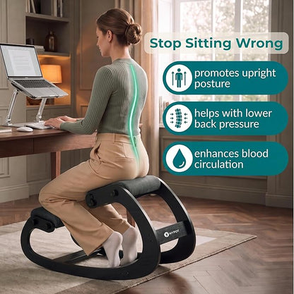 NYPOT Ergonomic Kneeling Chair with Adjustable Seats - Knee Chair for Posture Correction & Kneel Rocking Stool for Desk - Back Pain Relief for Home and Office, Supports 250 pounds - 5 Years Warranty