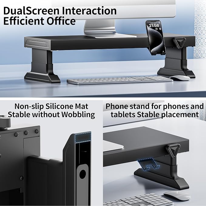 Computer monitor stand (Manually adjustable height, Wireless charging version 600)