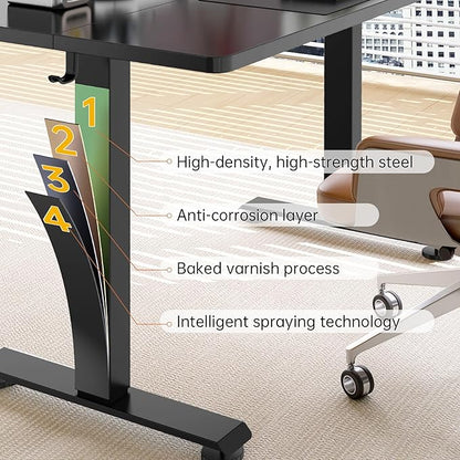 Veken 63x27.6 Inch Large Electric Standing Desk, Heights Adjustable,Sit to Stand Up, Work Home Office Computer Table for Walking Pad, Wooden Desktop Desks, Black
