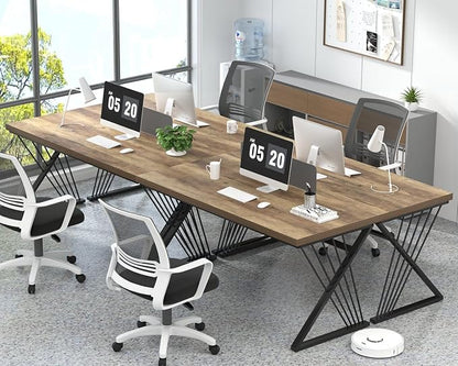 FOLUBAN Modern Home Office Desk, Wood and Metal Computer Desk, Industrial Study Writing Work Table for Bedroom Living Room, Oak, 60 Inch