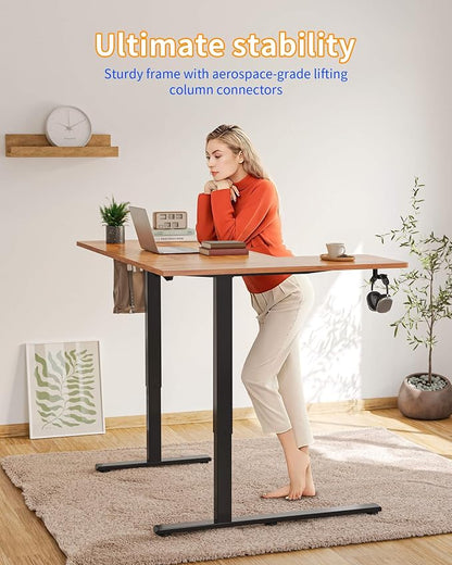 YIHAYO Reversiable L-Shaped Electric Standing Desk, 55 Inches Stand Up Corner Desk, Sit and Stand Up for Work Office Home, Ergonomic Rising Computer Table with Splice Board, Rustic Brown