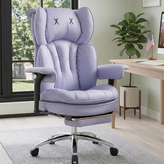 Efomao Big & Tall Desk Chair, Wide Executive Office Chair with Footrest Purple