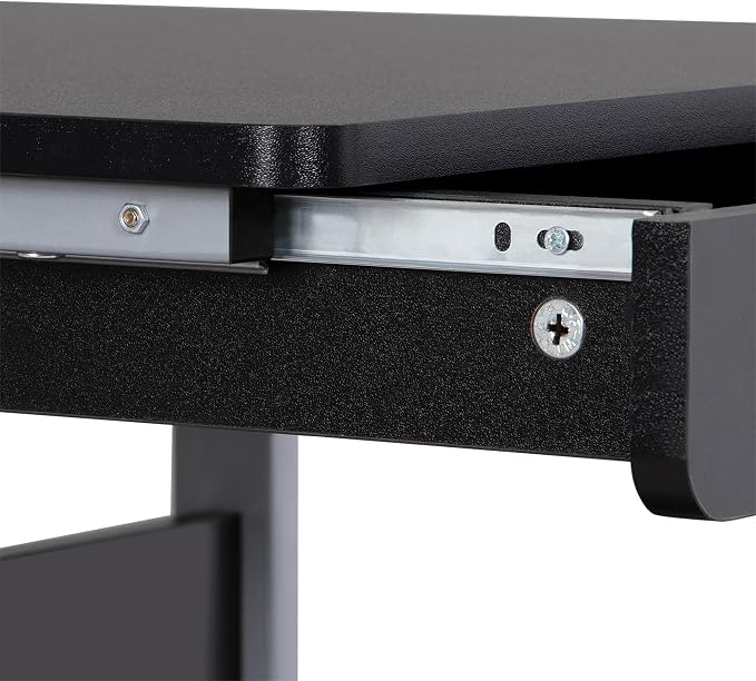 Topeakmart Mobile Laptop Desk Compact Computer Table on Wheels with Power Outlet and USB Ports, Home Office Writing Desk with Charging Station and Printer Shelf Small Desk 22in for Space Saving, Black