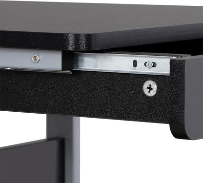 Topeakmart Mobile Laptop Desk Compact Computer Table on Wheels with Power Outlet and USB Ports, Home Office Writing Desk with Charging Station and Printer Shelf Small Desk 22in for Space Saving, Black