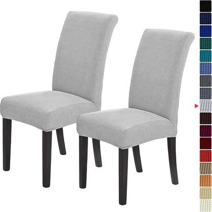 Stretch Chair Covers for Dining Room Set of 2, Removable Washable Dining Room Chair Covers, Dining Chair Slipcovers Seat Protector, Great Home Decor and Banquet Upholstery (Sliver, 2 Pack)