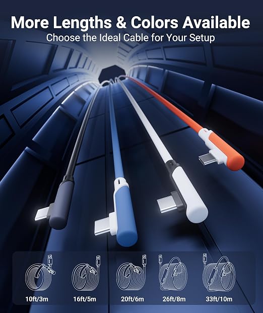 Syntech Link Cable 16 FT Compatible with Meta Quest 3S/Oculus Quest 3, Quest2/Pro/Pico4 Accessories and PC/SteamVR, High Speed PC Data Transfer, USB 3.0 to USB C Cable for VR Headset, Elemental Blue