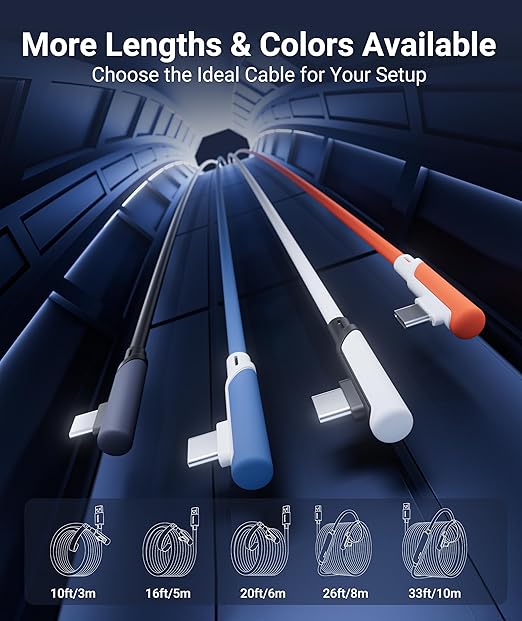 Syntech Link Cable 16 FT Compatible with Meta Quest 3S/Oculus Quest 3, Quest2/Pro/Pico4 Accessories and PC/SteamVR, High Speed PC Data Transfer, USB 3.0 to USB C Cable for VR Headset, Blood Orange