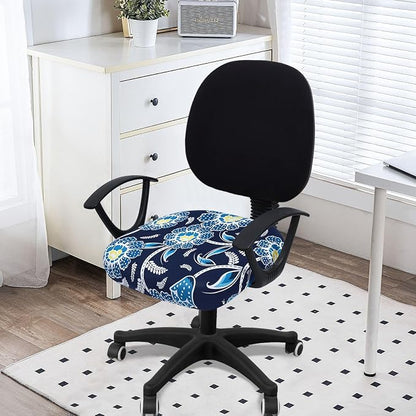 Smiry Printed Office Computer Chair Seat Covers, Stretch Fit Universal Desk Rotating Chair Cover Washable Removable Seat Cushion Protectors - Midnight Blue