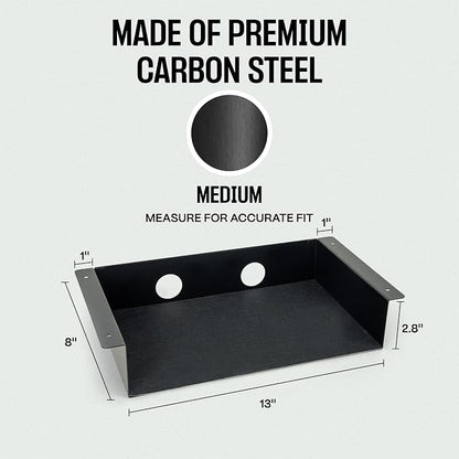 COREMINDED Under Desk Storage Shelf - Carbon Steel Under Desk Tray with Cable Management, Mountable Add-On Shelf for Table & Office Desks (13" x 8" x 2.8")