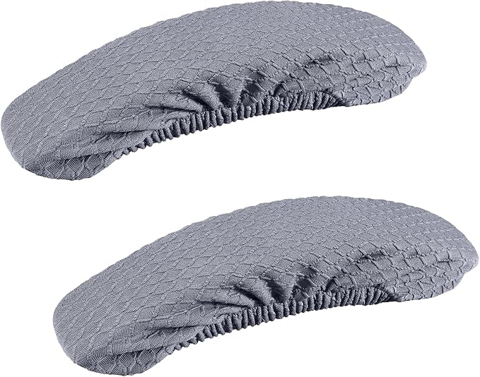 Smiry Stretch Jacquard Office Computer Chair Armrest Covers, 2PCs Removable Washable Anti-dust Desk Chair Arm Pad Covers, Grey