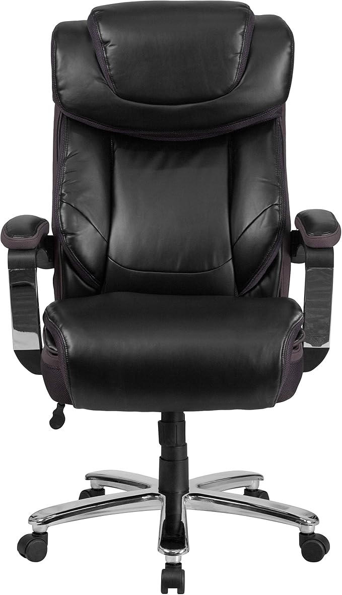 EMMA + OLIVER Hercules Series Big & Tall 500 lb. Rated Black LeatherSoft Executive Swivel Ergonomic Office Chair with Adjustable Headrest