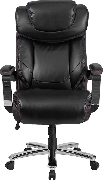 EMMA + OLIVER Hercules Series Big & Tall 500 lb. Rated Black LeatherSoft Executive Swivel Ergonomic Office Chair with Adjustable Headrest