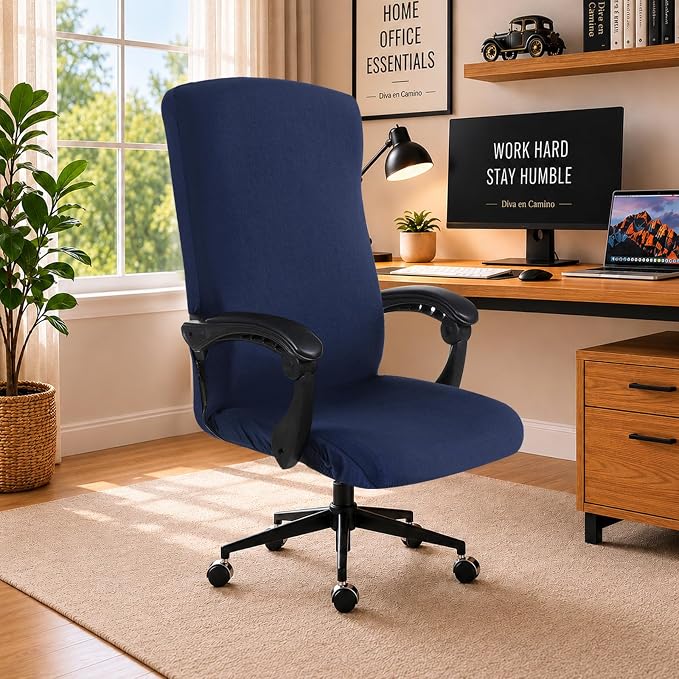 Elastic Computer Chair Cover with Durable Zipper - Protective Removable Washable Universal Office Desk Chair Seat Slip Cover for Dogs, Cats, Pets - Stretchy Soft Anti-dust Desk Chair Seat Protector