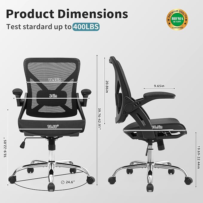 Ergonomic Office Chair, Comfy Computer Desk Chair with Adjustable Lumbar Support,Tilt Function, Comfy Wide Seat, Swivel Executive Computer Desk Chairs for Company and Home