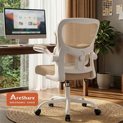 AreShark Office Chair Ergonomic Desk Chairs with Adjustable Lumbar Support, High Back Breathable Mesh Chair with Wheels& Flip-up Armrests,Rolling Swivel Comfy Task Computer Chair for Home Work Gaming