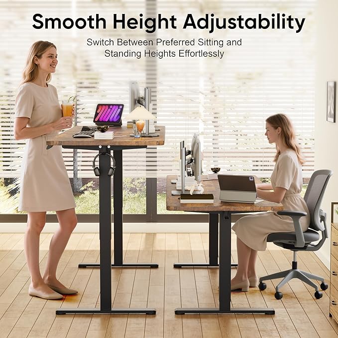 Monomi Large Electric Standing Desk 79" - Height Adjustable Sit Stand Desk with 178 lbs Load Capacity, 3 Memory Presets, Quiet Motor & Anti-Collision for Home Office (Rustic Brown)