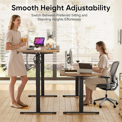 Monomi Large Electric Standing Desk 79" - Height Adjustable Sit Stand Desk with 178 lbs Load Capacity, 3 Memory Presets, Quiet Motor & Anti-Collision for Home Office (Rustic Brown)