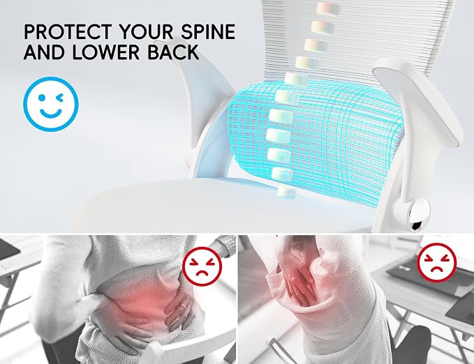 TRALT Office Chair - Ergonomic Office Chair with Back Support, Home Office Desk Chairs, Comfy Desk Chair, Computer Chair, 330lbs Wide Seat Big and Tall Office Chairs for Gamers(White)