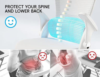 TRALT Office Chair - Ergonomic Office Chair with Back Support, Home Office Desk Chairs, Comfy Desk Chair, Computer Chair, 330lbs Wide Seat Big and Tall Office Chairs for Gamers(White)
