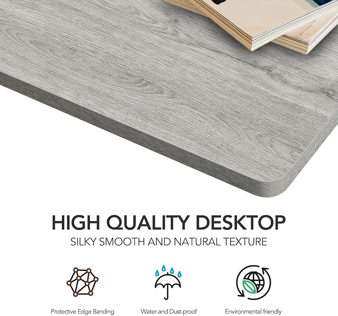 SANODESK Whole-Piece Particle Board Table Top for Standing Desk and Home Office Desk DIY, 48x24x1 Inch Grey Oak Veneers Desk Top