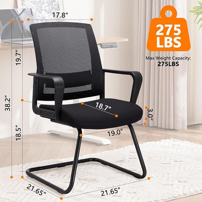 CLATINA Office Guest Chair with Lumbar Support and Mid Back Mesh Space Air Grid Series for Reception Conference Room 2 Pack