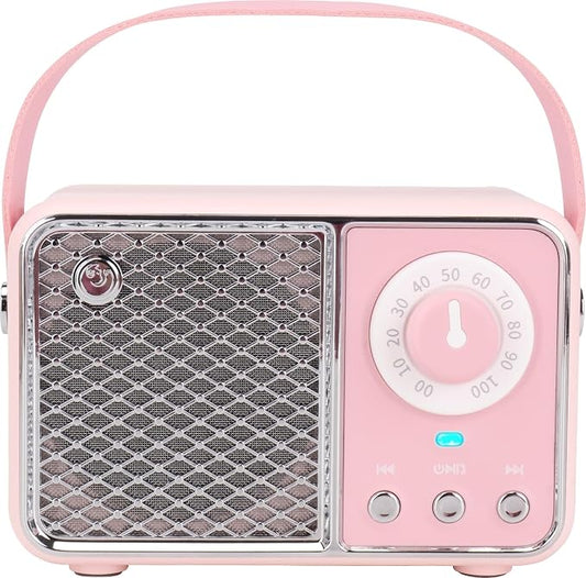 Dosmix Kawaii Room Decor, Retro Bluetooth Speaker,Wireless Bluetooth Speakers, Pink Cute Old Fashion Style for Kitchen Desk Bedroom Office Party Outdoor Vintage Accessories (Tender Pink)
