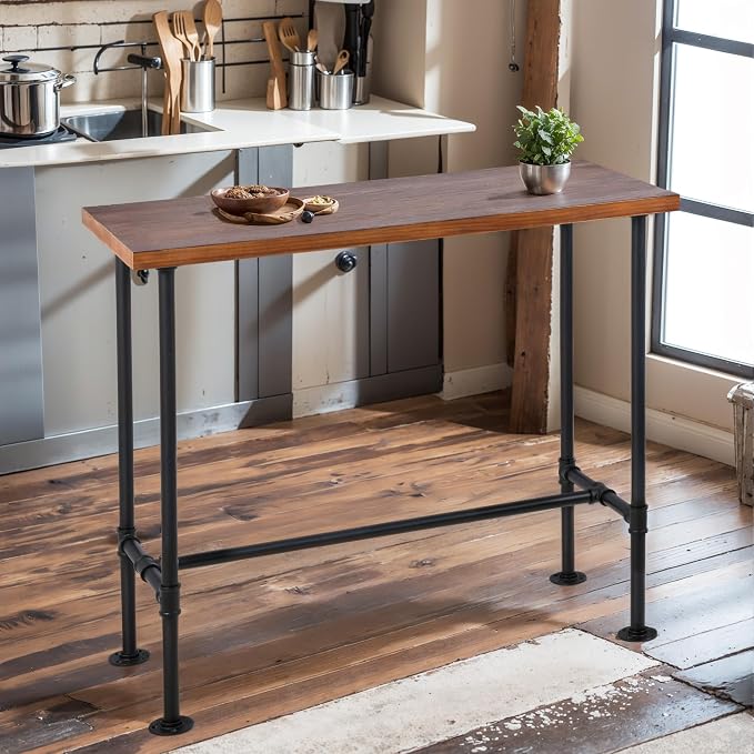 Rustic Dinner Table for Kitchen Dining Room 41.3inch Height Industrial Rectangle Bar Table Farmhouse Narrow Pub Table Vintage Display Stand in Hallway