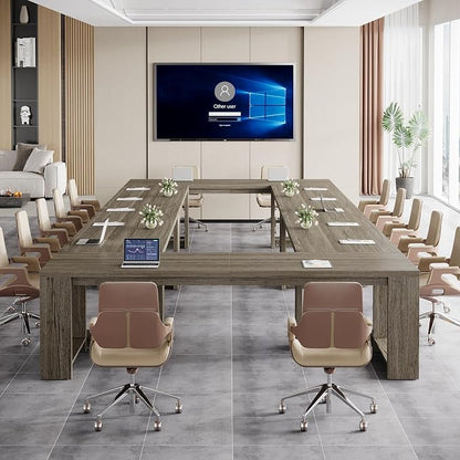 Tribesigns 7 ft Conference Table for 6 to 8 People, Modern Rectangle Meeting Room Desk for Boardroom, Home Office (2, Gray)