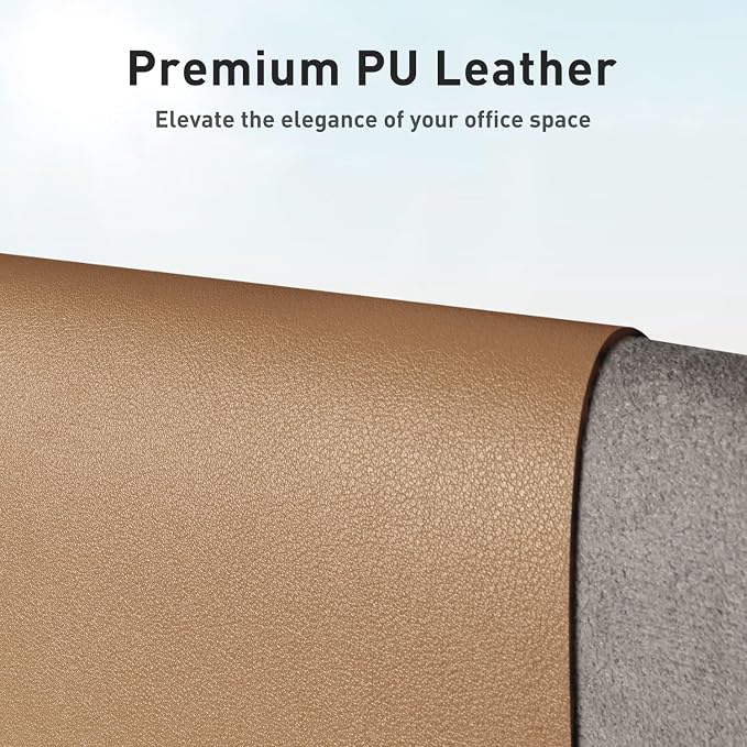 Aothia Faux Leather Desk Mat, Waterproof Desk Pad (Khaki, 23.6" x 13.7") | One large surface for your keyboard, laptop and mouse, reducing desktop clutter without a separate mouse pad