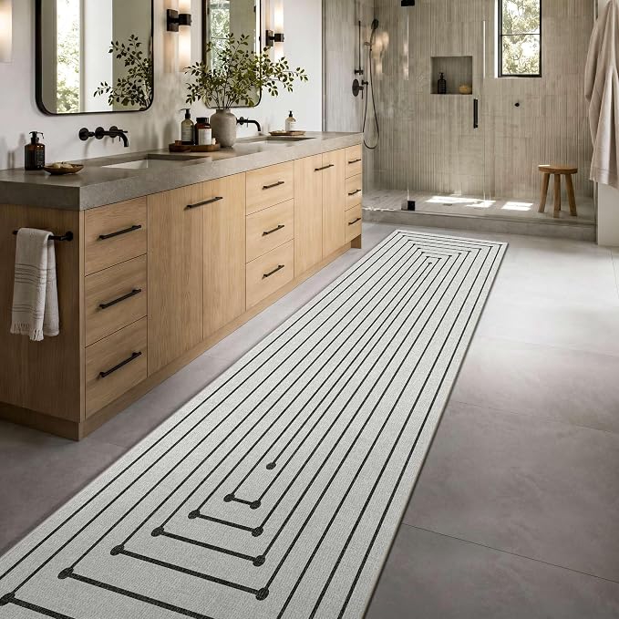 Latte&Fog 2'6''x8' Runner Rug Washable Runner for Hallway Kitchen - Ivory | Washable, For Hallway Kitchen Laundry Room Entryway Beside, Non Slip, Low Pile, Stain Resistant, Soft, Ivory 2'6''x8'