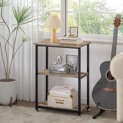VECELO Tall End Side Table,30" Height Nightstand with 3-Tier Storage Shelf for Living Room Bedroom Office Hallway Study
