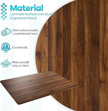 Kaboon Universal Tabletop 48"x36", Solid One-Piece Melamine Table Top, Restaurant Desk DIY, Home and Office,Dark Walnut