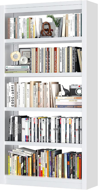 OSEILLC 69" H 5-Shelf Heavy Duty Metal Bookcase, Adjustable Bookshelf with Large Capacity, Sturdy Bookshelf for Home Office, Living Room, Garage