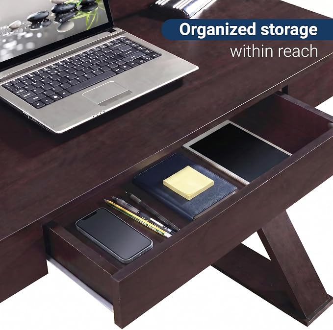Techni Mobili Trendy Writing Desk with Drawer, Espresso