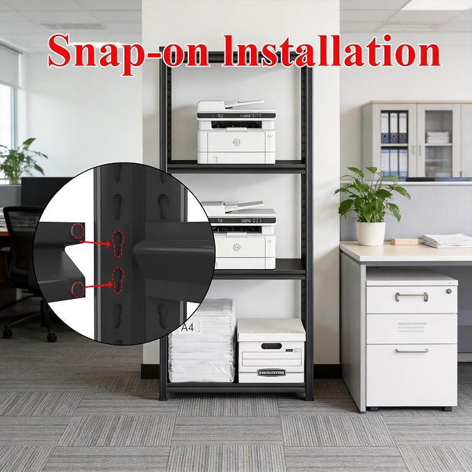 Printer Stand, Metal Shelving Adjustable Storage Shelves, printer table Office Organizer Book shelf corn shelf Industrial Shelving for office organization, black Nightstand (44.1"H × 23.6"W × 13.8"D)